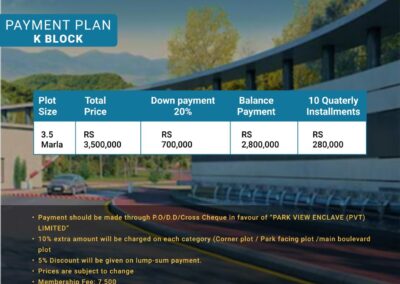 Park View City Payment Plan K Block